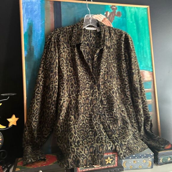 Y2K Leopard Print Blouse Small - Picture 2 of 14